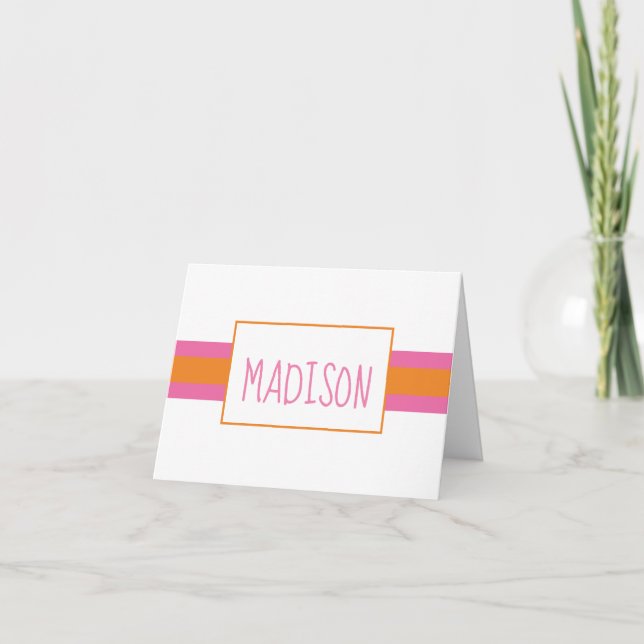 Any Colors Ribbon Stripes Personalized Note Cards (Front)