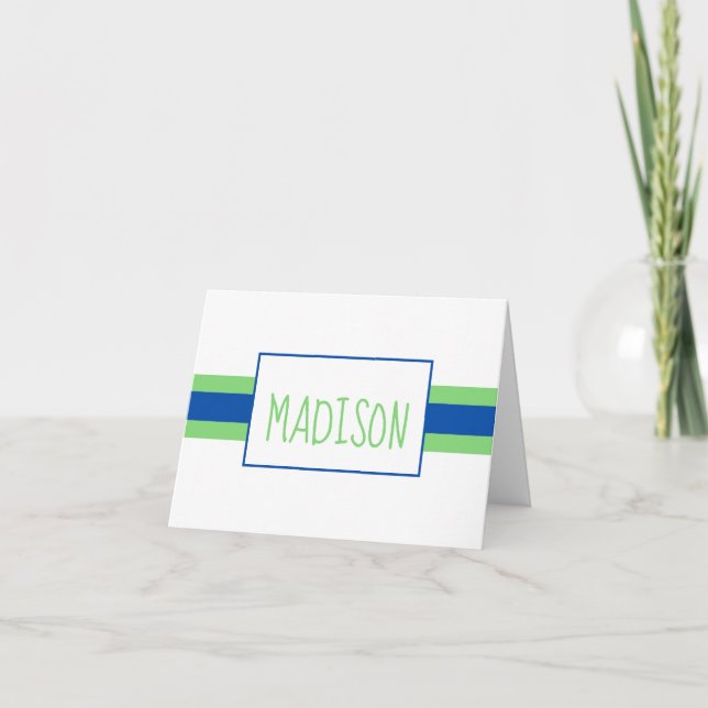 Any Colors Ribbon Stripes Personalized Note Cards (Front)