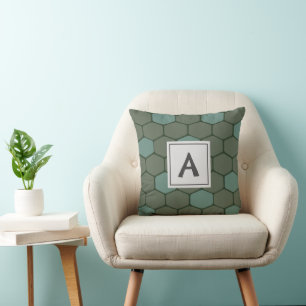 Any Colors Rustic Geometric Monogram Throw Pillow