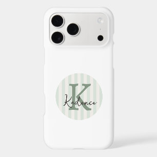 Any Colors Sage Custom Striped Circle Monogram iPhone 17 Pro Max Case