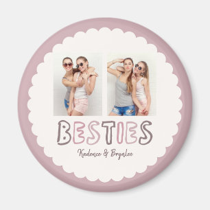 Any Colors Scalloped Custom 2 Photo Besties Magnet