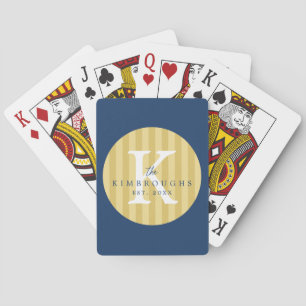 Any Colors Striped Circle Family Monogram Poker Cards
