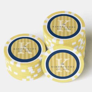 Any Colors Striped Circle Family Monogram Poker Chips