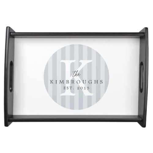 Any Colors Striped Circle Family Monogram Serving Tray