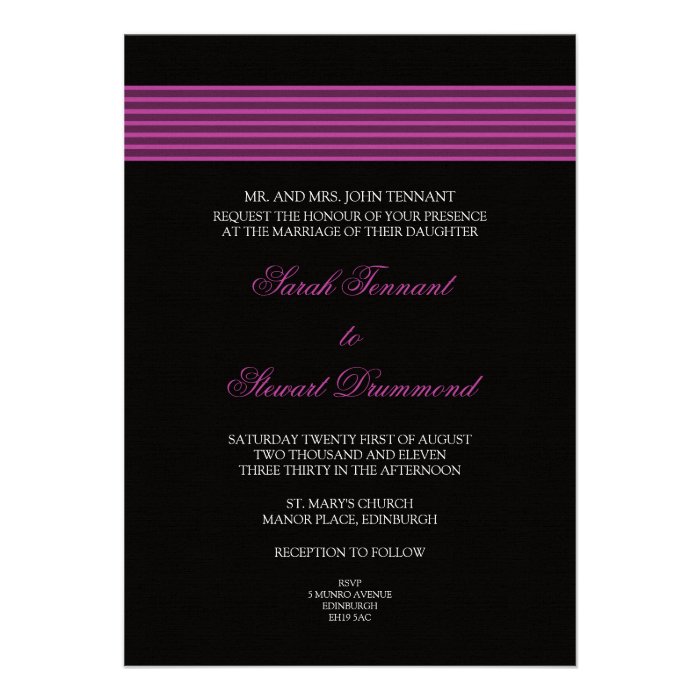 ANY Colour Stripe Wedding Invitation