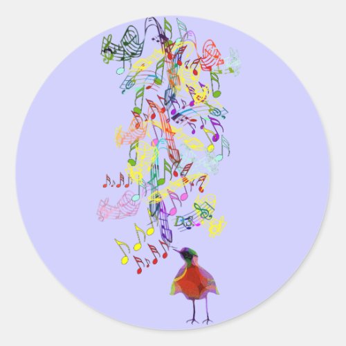 Any Custom Background Color Bird Singing Classic Round Sticker