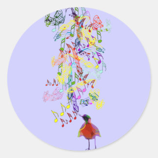 Any Custom Background Color Bird Singing Classic Round Sticker