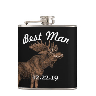 Any Custom Color Best Man Flask Vintage Moose