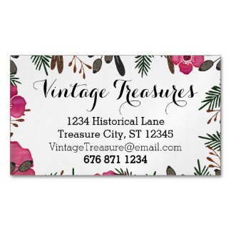 Any Custom Color Floral Pattern Business Card Magnet