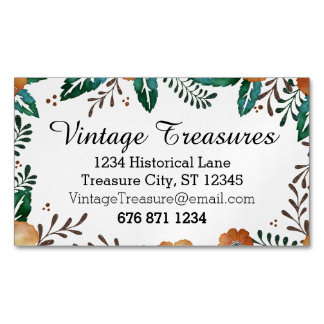 Any Custom Color Floral Pattern Magnetic Business Card