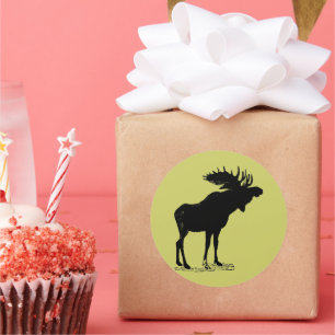 Any Custom Color Moose Silhouette Classic Round Sticker