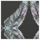 Any Custom Color Pastel on Black Feather Pattern Fabric