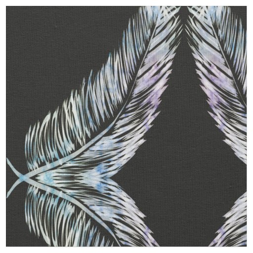 Any Custom Color Pastel on Black Feather Pattern Fabric