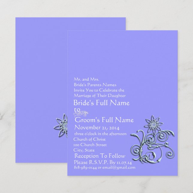 Any Custom Color Periwinkle Blue Floral Postcard (Front/Back)