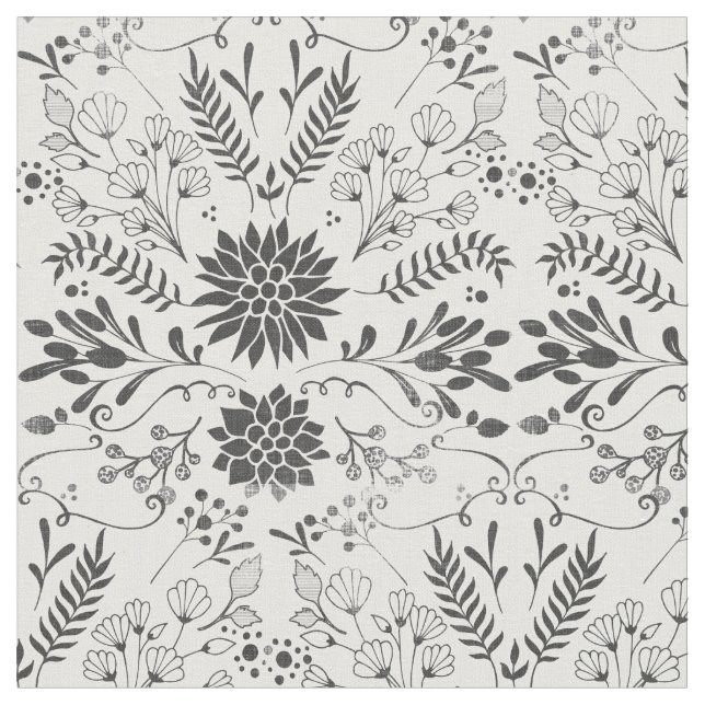 Any Custom Color Rustic Floral Pattern Fabric (Close Up)
