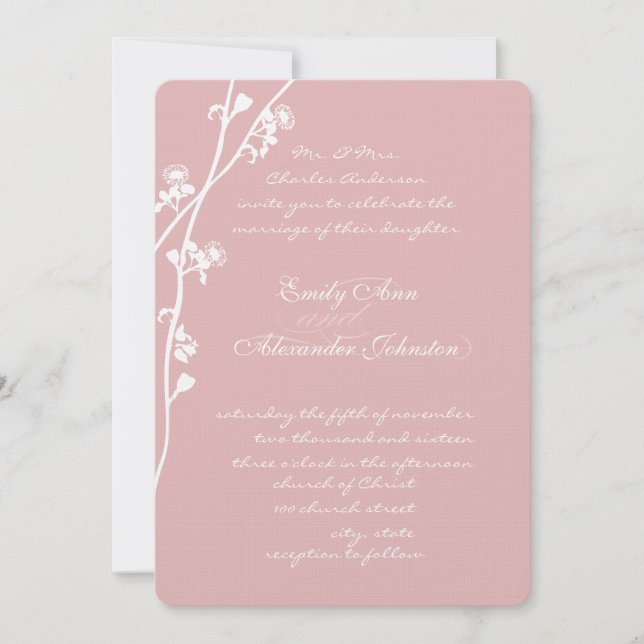 Any Custom Color Wild Flower Branch Wedding Invitation (Front)