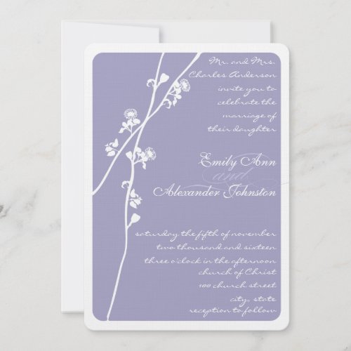 Any Custom Color Wildflower Shown Lavender Wedding Invitation
