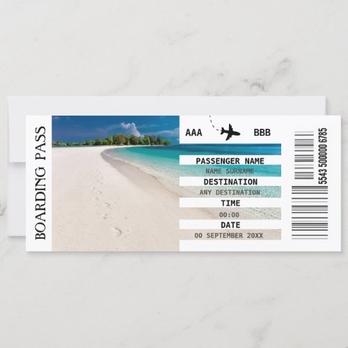 ANY destination boarding pass getaway DIY photo Invitation