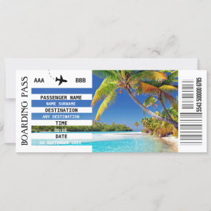 ANY destination DIY photo boarding pass getaway  Invitation
