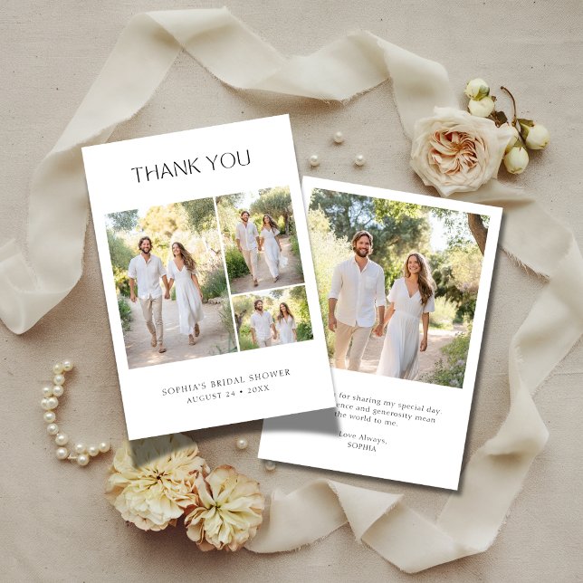 Any Event 4 Photo Wedding Bridal Shower Thank You Card (Creator Uploaded)