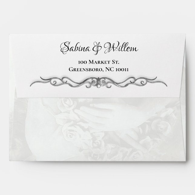 Any Event Angel & Calligraphy Red Inside Envelope (Back (Top Flap))