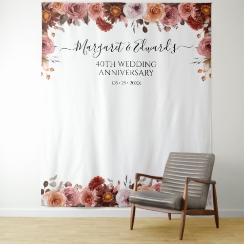 Any Event Blush and Burgundy Floral Photo Backdrop