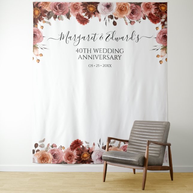 Any Event Blush and Burgundy Floral Photo Backdrop (In Situ)