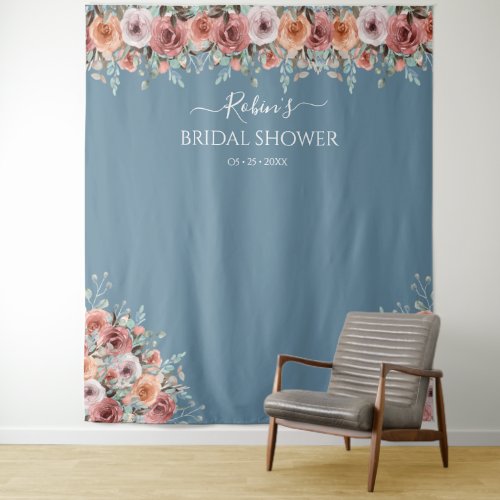 Any Event Blush Peach Mint Floral Photo Backdrop