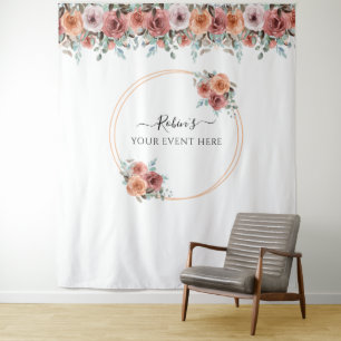 Any Event, Blush Peach Mint Floral Photo Backdrop