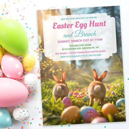 Any Event _ Bunny Birthday Baby Shower Easter Egg  Invitation