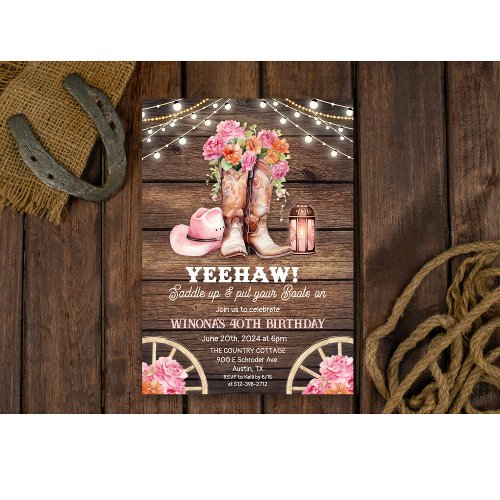 ANY EVENT _ Cowgirl Boot Floral Western Invitation