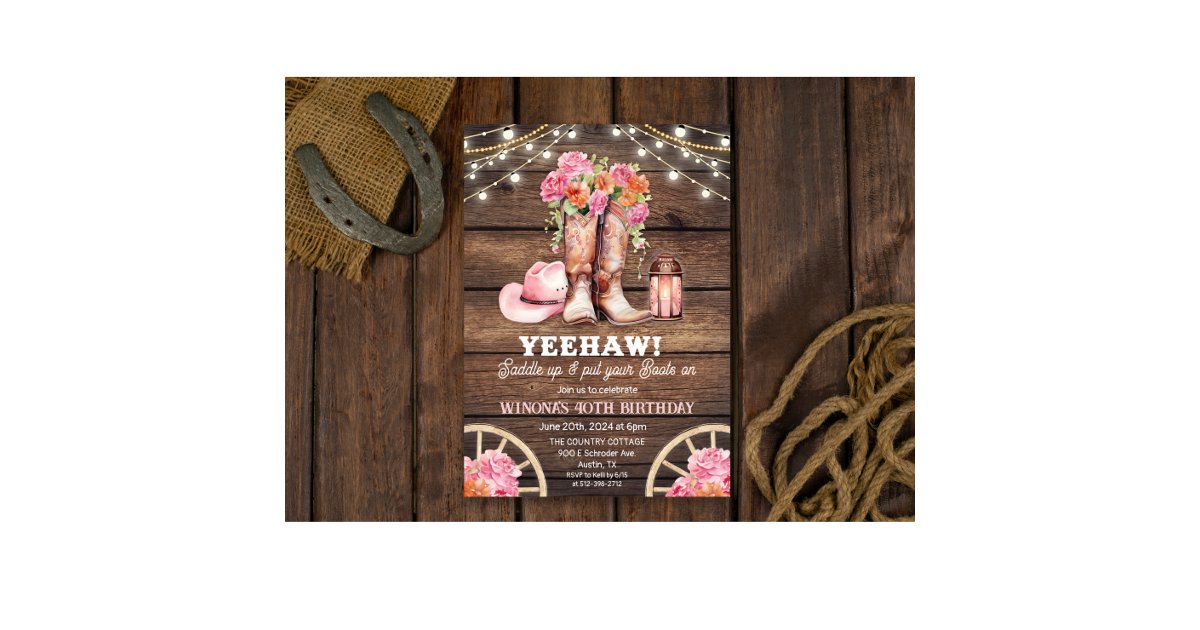 ANY EVENT - Cowgirl Boot Floral Western Invitation