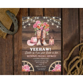 Boho Pink Rustic Western Cowgirl Birthday Invitation