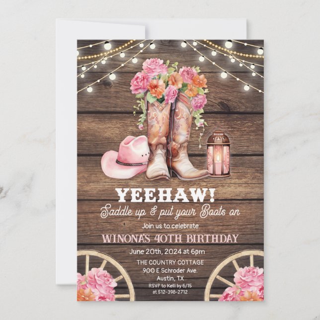 ANY EVENT - Cowgirl Boot Floral Western Invitation