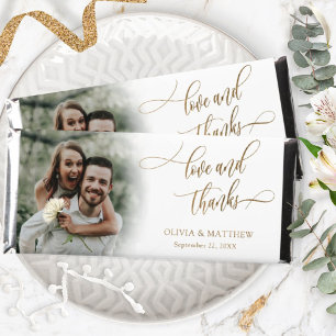 Any Event, Custom Photo, Love and Thanks in Gold Hershey Bar Favors