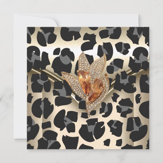 Any Event Elegant Animal Caramel Cream Black Gold Invitation (Front)