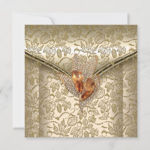 Any Event Elegant Damask Caramel Cream Beige Gold Invitation