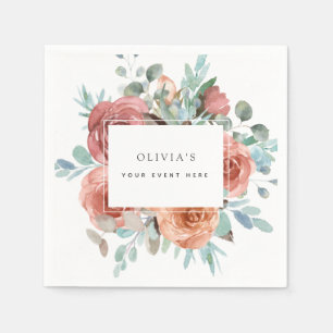 Any Event, Elegant Ethereal Blush Peach Floral Napkins
