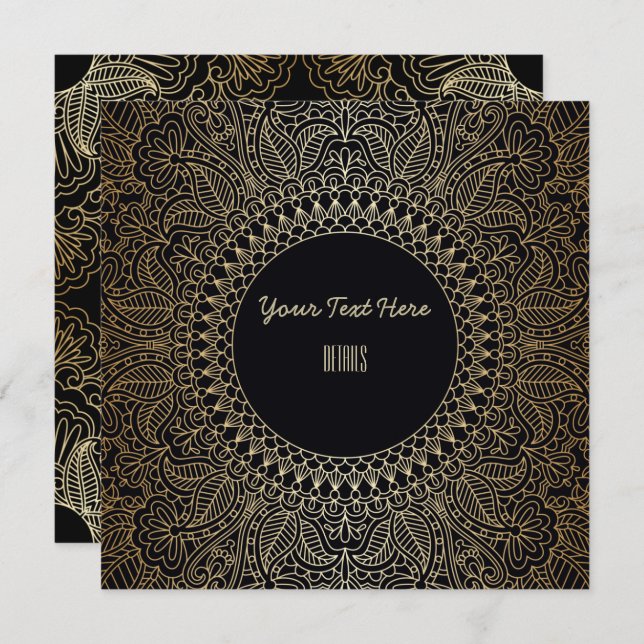 Any Event Elegant Gold Mandala Save The Date (Front/Back)
