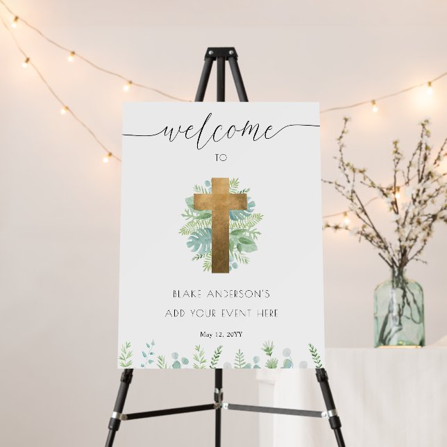 Any Event, Elegant Religious Greenery Welcome  Foam Board (In Situ (Stand))
