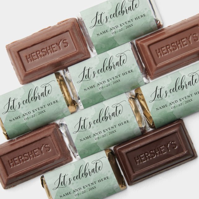 Any Event, Let's Celebrate in Green Watercolor Hershey's Miniatures (Assorted)