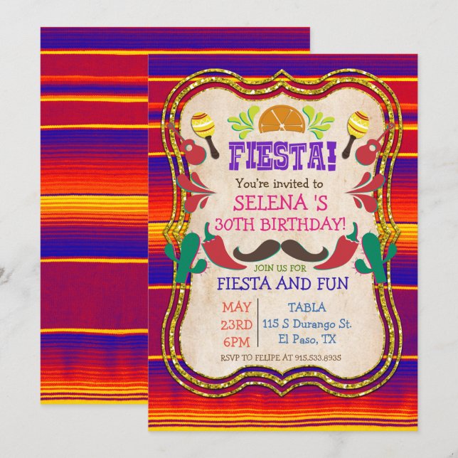 ANY EVENT - Mexican Fiesta Party Invitation (Front/Back)