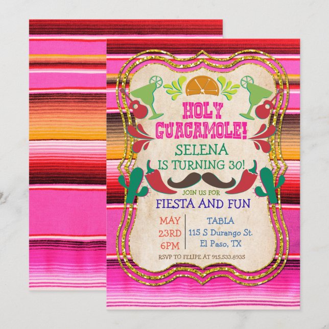 ANY EVENT - Mexican Fiesta Party Invitation (Front/Back)