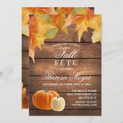 ANY EVENT _ Rustic Autumn Fall Leaves Invitation