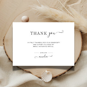 Any Event Simple Minimalist Script Bridal Shower Thank You Card