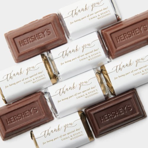 Any Event Thank you Elegant Script White and Gold Hersheys Miniatures