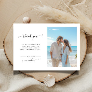 Any Event Whimsy Script Bridal Shower Beach Photo Thank You Card