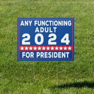 Any Functioning Adult 2024 -Humor Political 2024  Sign