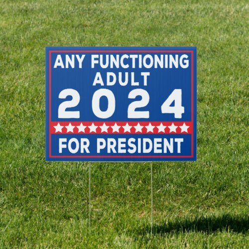 Any Functioning Adult 2024 _Humor Political 2024  Sign