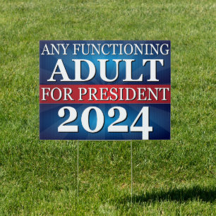 Any Functioning Adult for President 2024 Election Sign